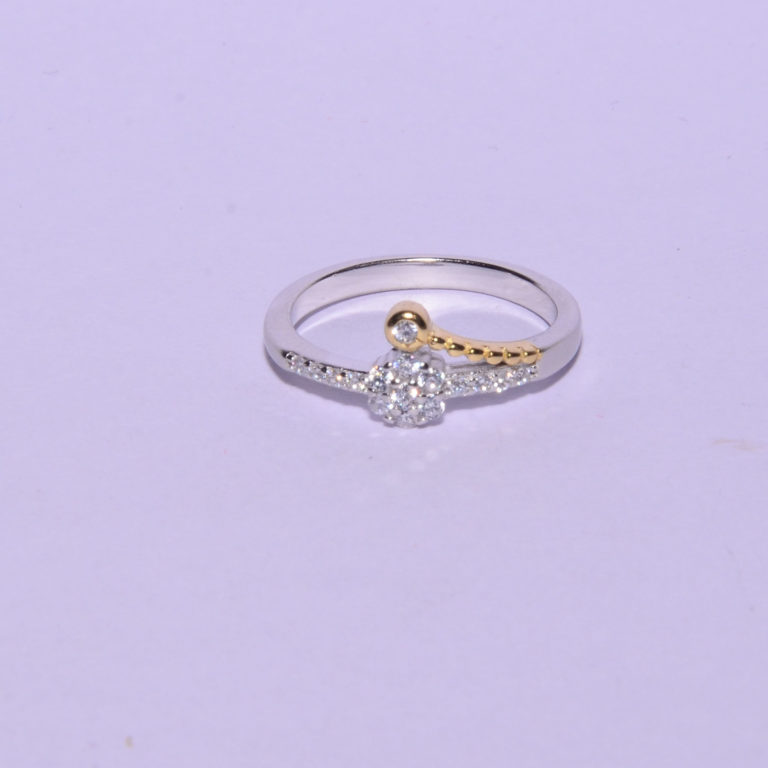 Silver stylish gold polished ring for girls