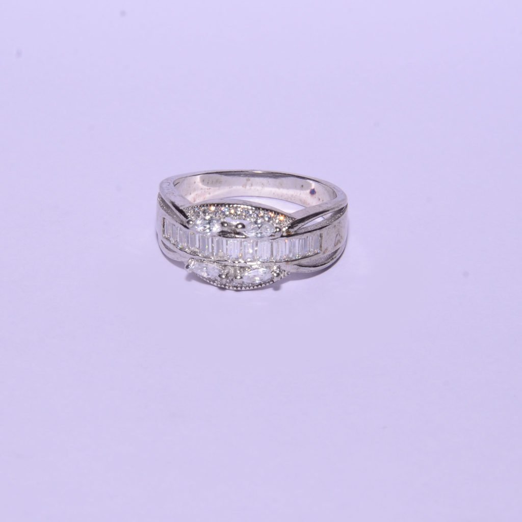 Silver White diamond stylish ring for men