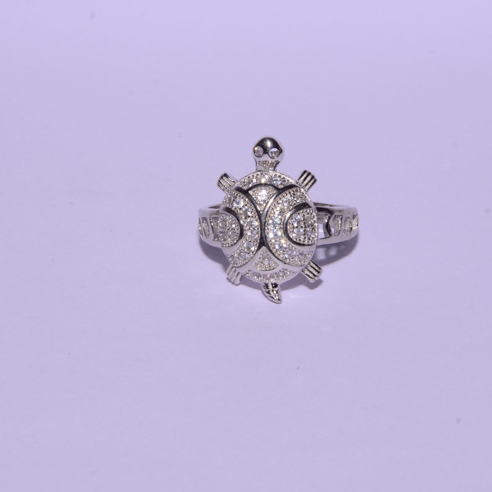 Silver Tortoise Ring White Diamond | 925 Silver Kachua Ring