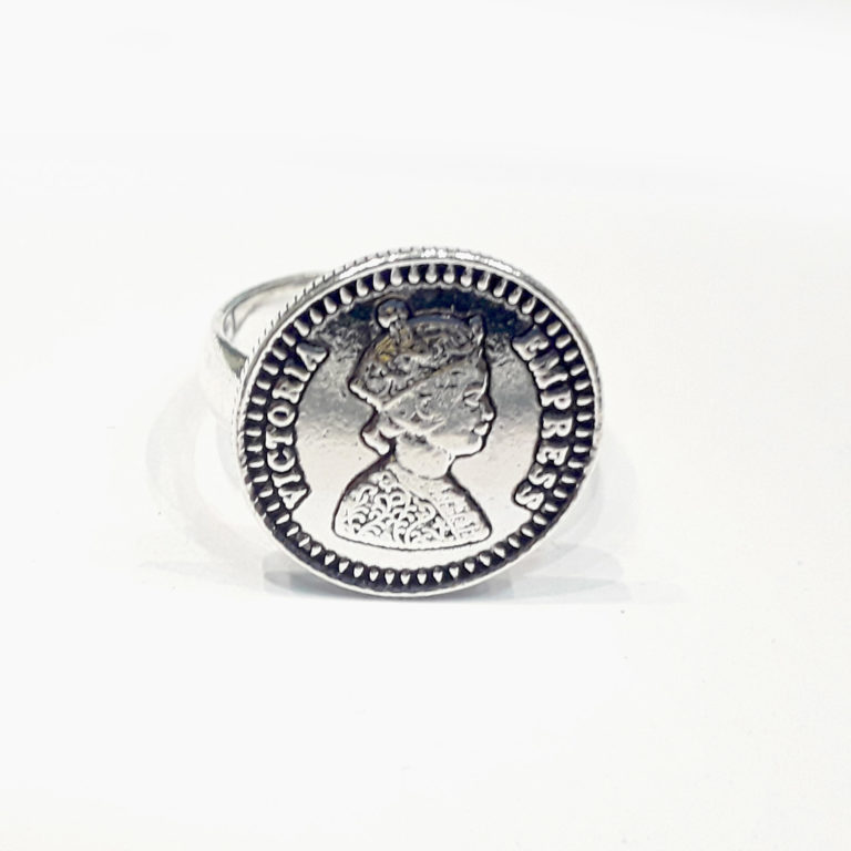 silver oxidised victoria ring