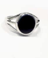 Single black stone sterling silver ring for men