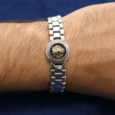 925 Silver Lion Chain Bracelet for Men | Bold Statement Bracelet by Silveradda