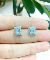 925 Sterling Silver Classic Micro Cubic Zirconia Square Shape Stud Earrings for Men And Women | Silveradda