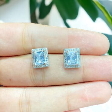 925 Sterling Silver Classic Micro Cubic Zirconia Square Shape Stud Earrings for Men And Women | Silveradda