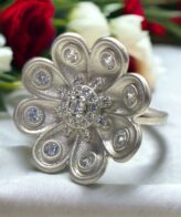 Diamond SIlver Ring For Women's | 925 Silver Flower Ring | Silveradda