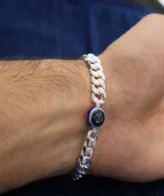 Evil eye silver bracelet for men
