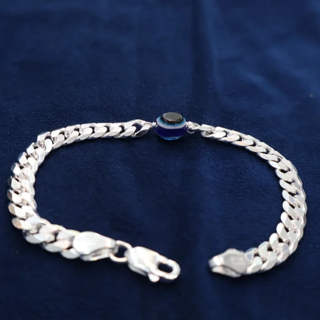 Evil eye silver bracelet for men