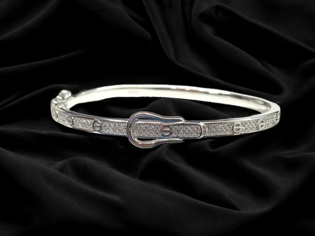 Silver Kada For Women | 925 Silver Diamond Kada Bracelet For Women | Silveradda