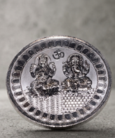 Silver Laxmi Ganesh Blessing Coin 50 Gram | Silveradda