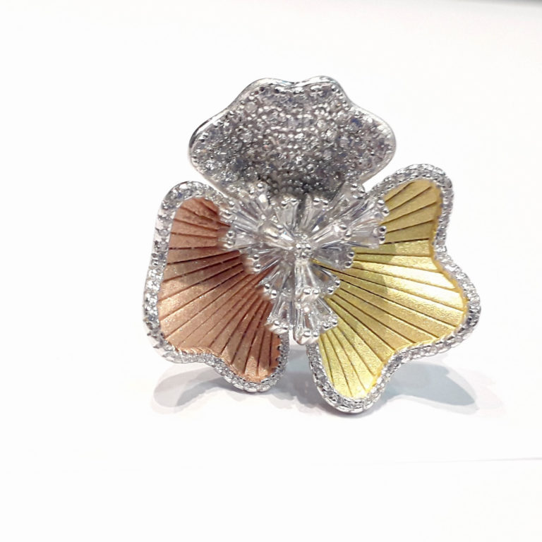 silver flower ring for women