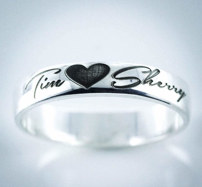 Classic Name Engraved Silver Couple Rings|Ring designs with name