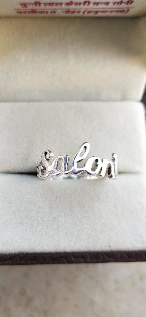 stylish silver name ring