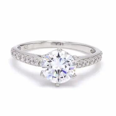 Solitaire Cocktail 925 Sterling Silver American Diamond Ring For Womens