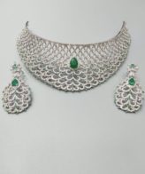 silver earring necklace set for women