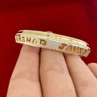 silver kada design for man name kada for men