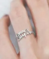 Silver two name ring