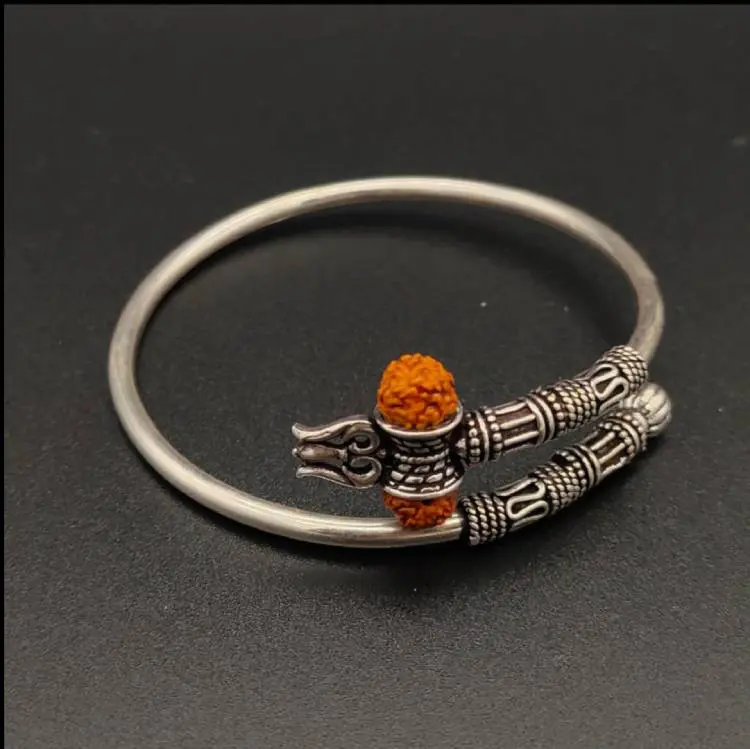 silveradda Sterling silver trishul kada Shivji silver kada Mahakal silver kada Bahubali silver kada