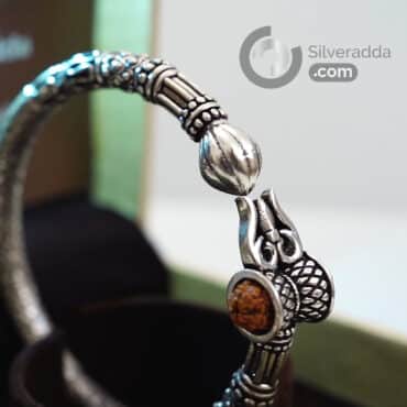 925 Sterling silver handmade Lord Shiva trident trishul kada bangle bracelet natural Rudraksha customized Bahubali kada