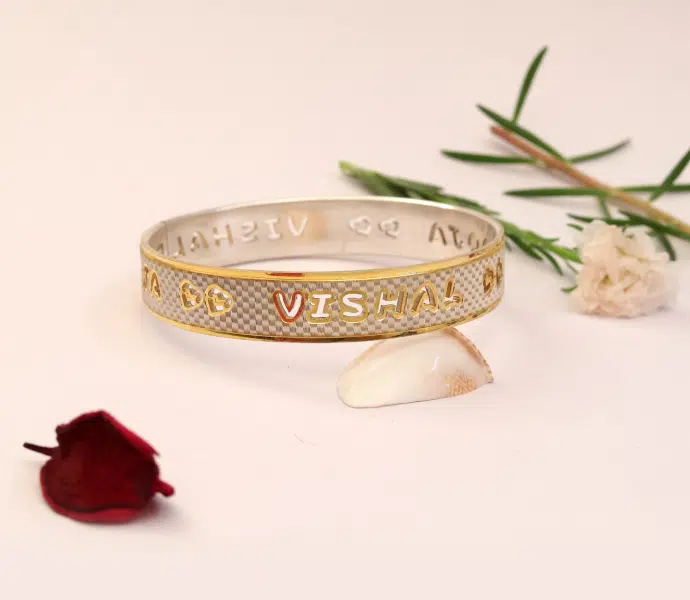 Personalised Silver Name Kada For Men | Sterling 925 Pure Silver Kada | Unisex Name Kada For Men/Women