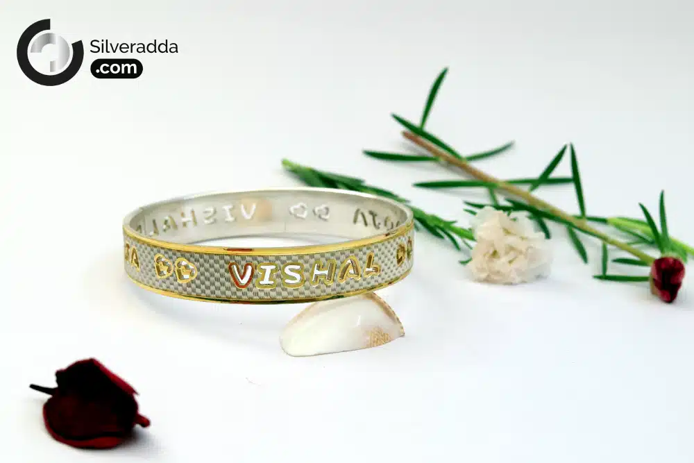 Personalised Silver Name Kada For Men | Sterling 925 Pure Silver Kada | Unisex Name Kada For Men/Women