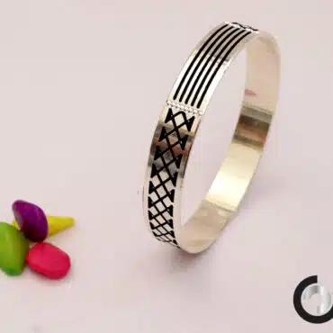 Sterling Silver Black Line Kada | Custom Handmade Punjabi, kada– Silveradda