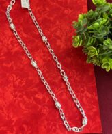 Sterling Silver Hollow Curve With Stud Chain 20 Inches For Men & Boys
