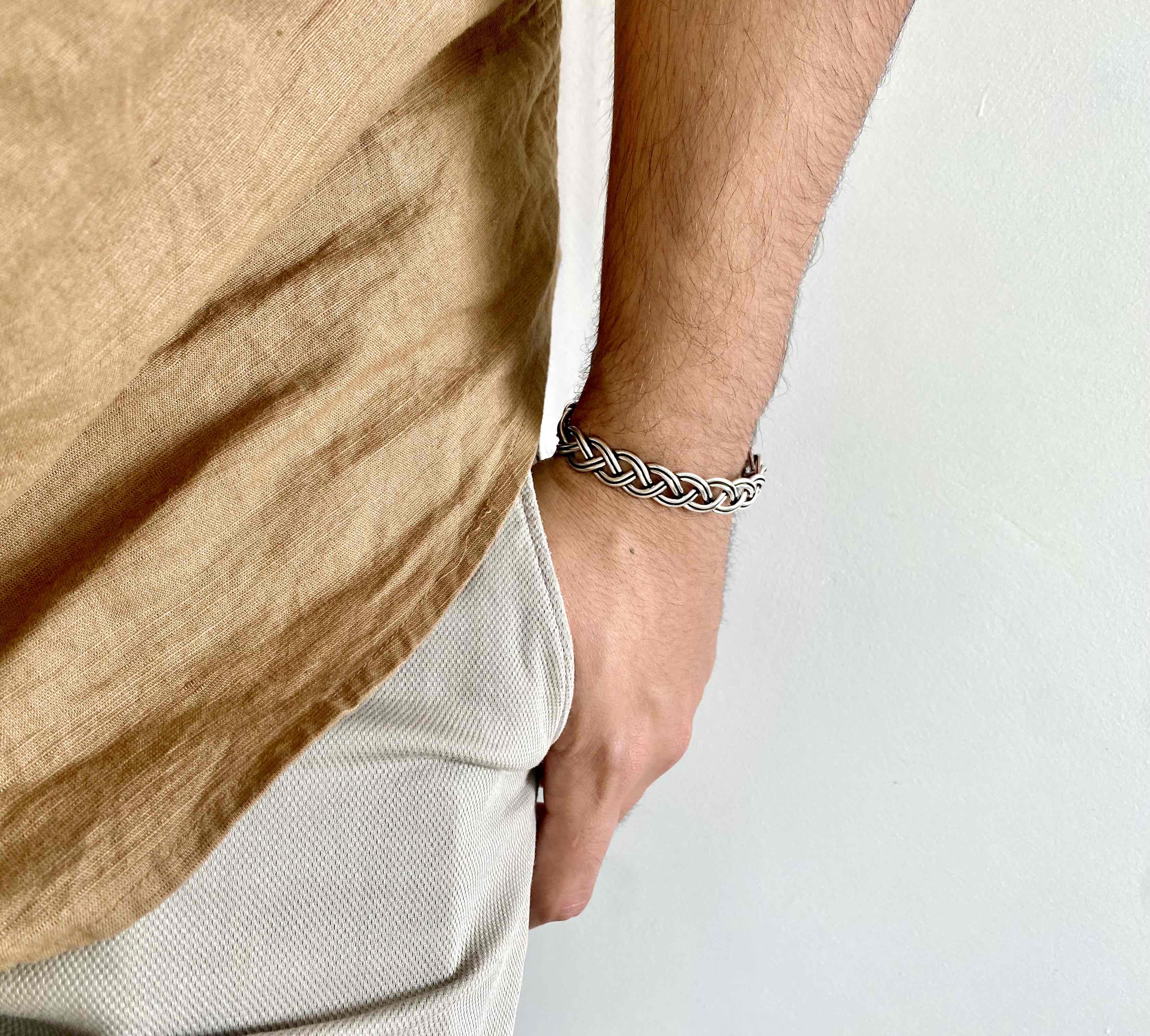 Sterling Silver Heavy Wide Bracelet For Men - Silver Palace
