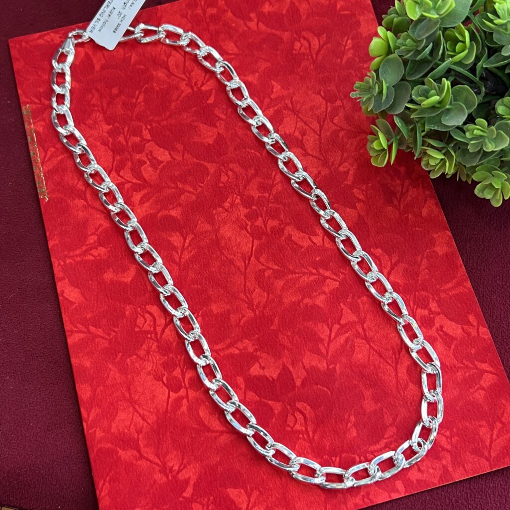 Sterling Silver Hollow Curve Chain 20 Inches For Men & Boys