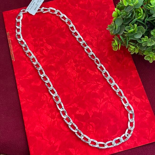 Sterling Silver Hollow Curve Chain 20 Inches For Men & Boys