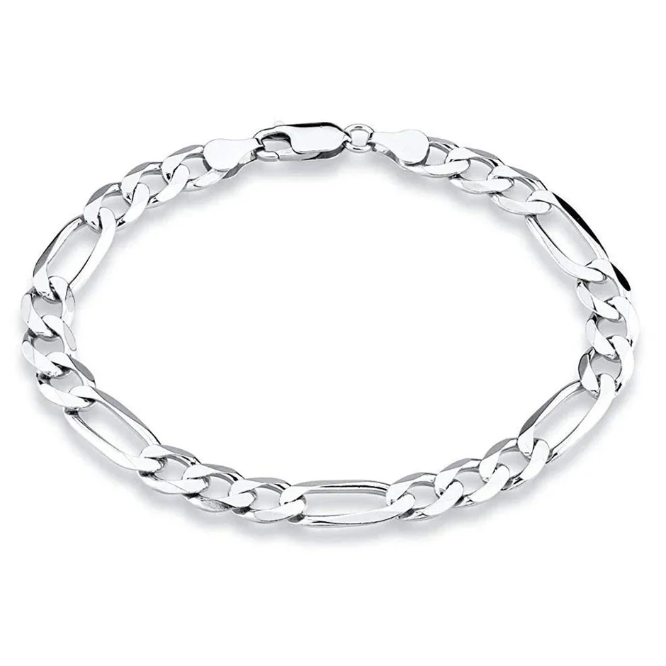 Classic Figaro Link Silver Bracelet for Men | Silveradda