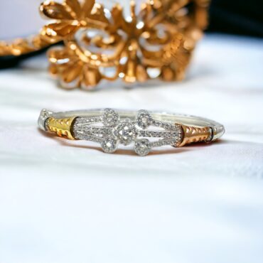 Diamond Lock Silver Kada For Women's | 925 Rose Gold And Gold Women's Kada | Silveradda