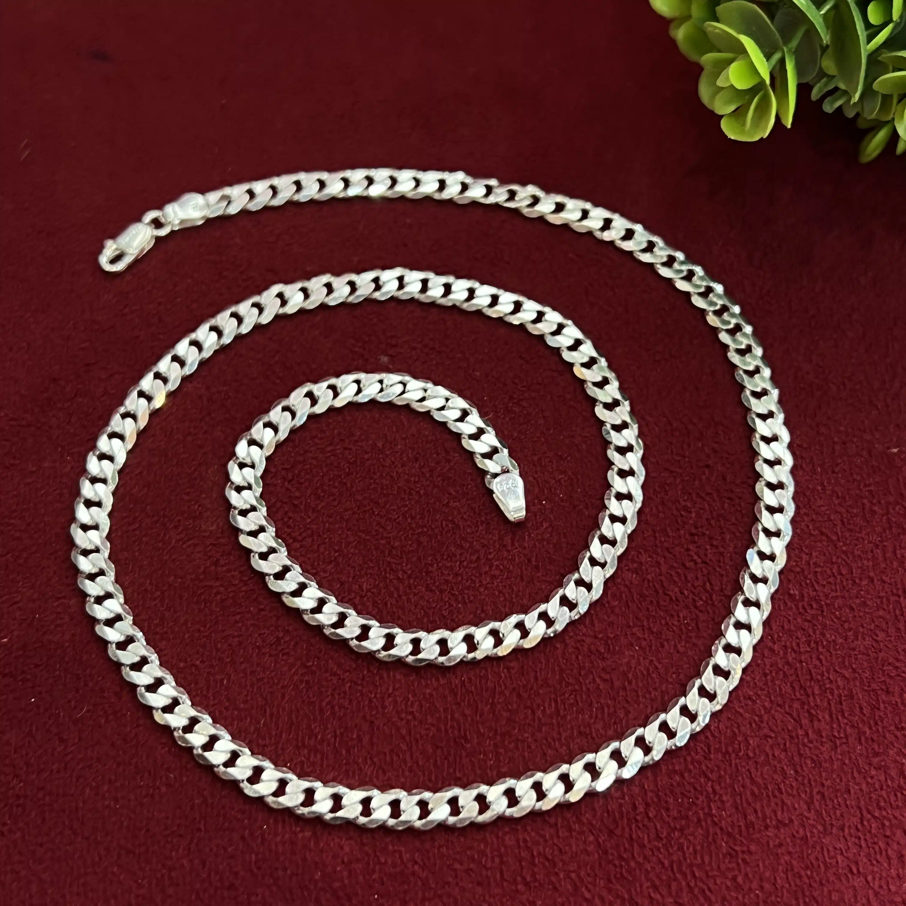 Silver Heavy Curb Chain For Men & Boys silveradda