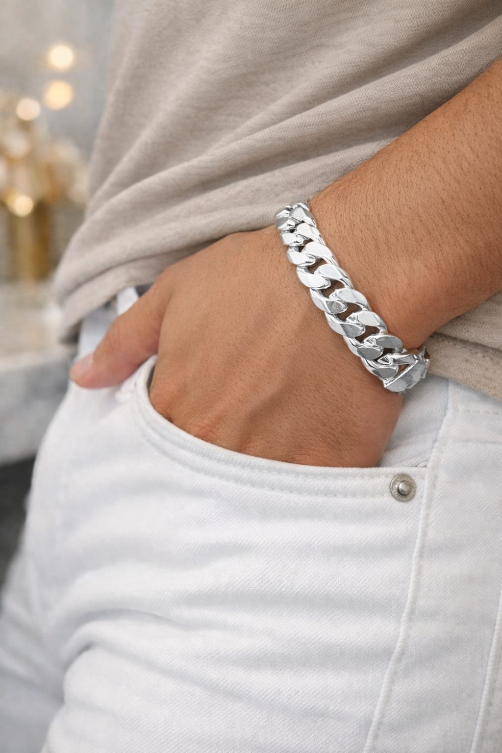 Silver Curb Bracelet For Men's | Heavy Weight Bracelet