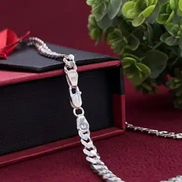 Silver Heavy Curb Chain For Men & Boys silveradda