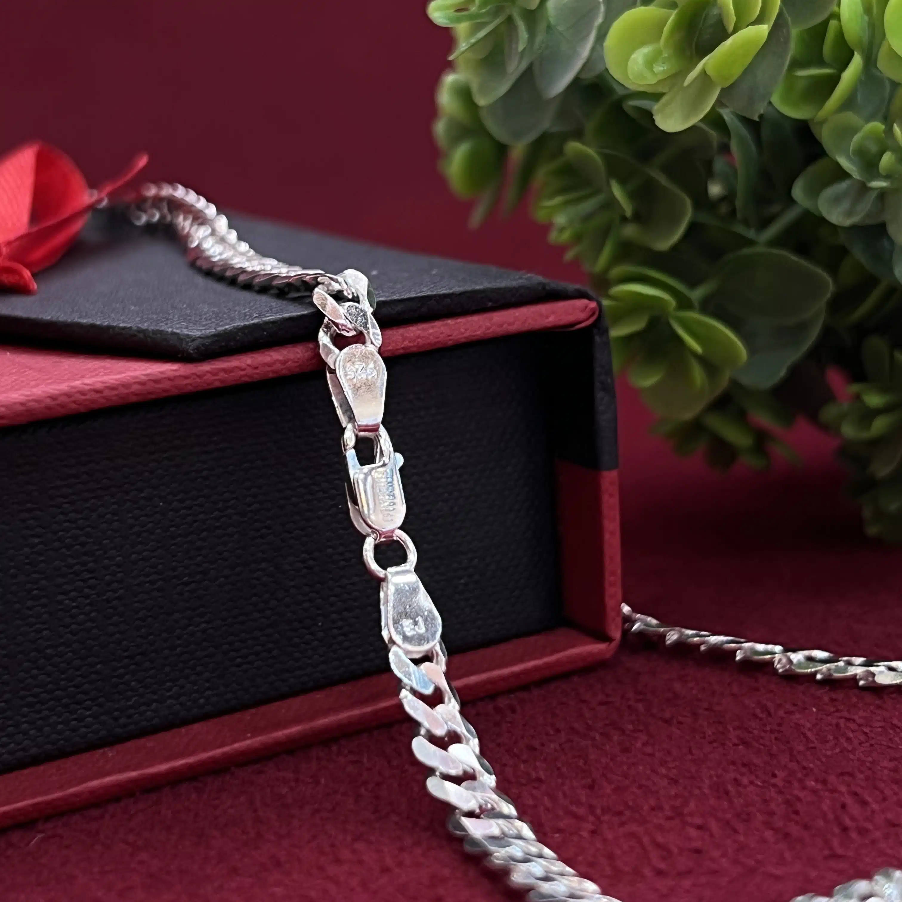 Silver Heavy Curb Chain For Men & Boys silveradda