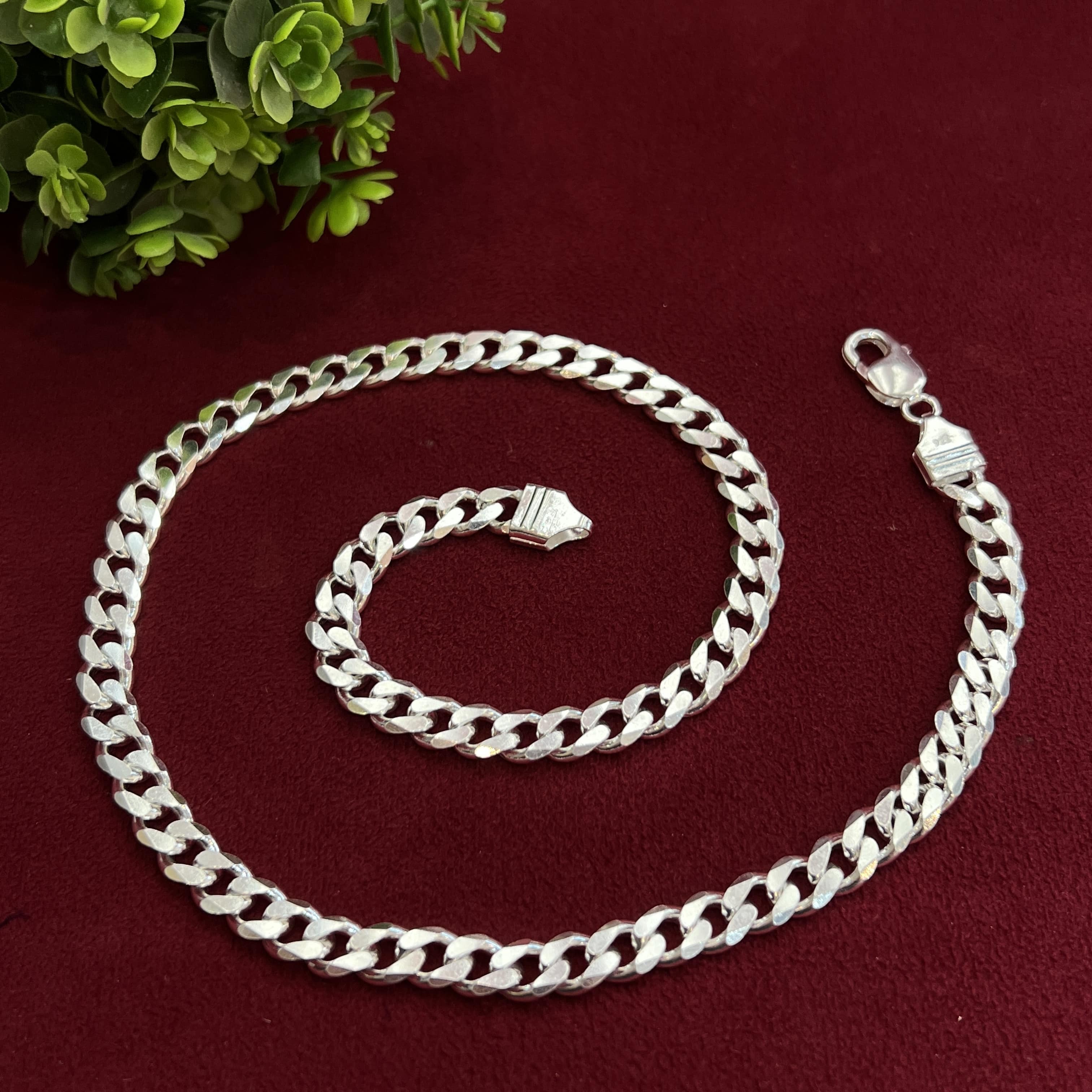 S925 Silver Lion Head Curb Chain Link Bracelet For Men - Silver Palace