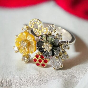 925 Sterling Silver Flower Adjustable Rings for Women and Girls