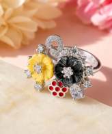 925 Sterling Silver Flower Adjustable Rings for Women and Girls | Silveradda