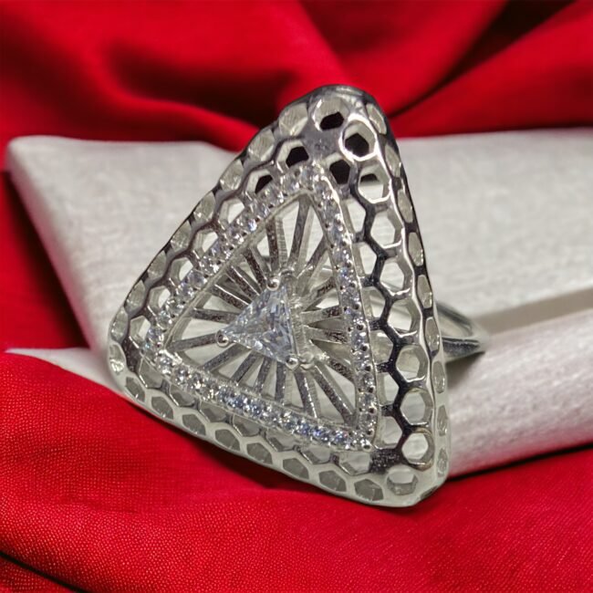 Diamond Silver Ring For Womens | Unique Silver Ring | Silveradda