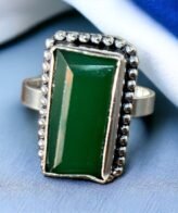 Green Stone Silver Ring For Women's | 925 Ruby Silver Ring | Silveradda