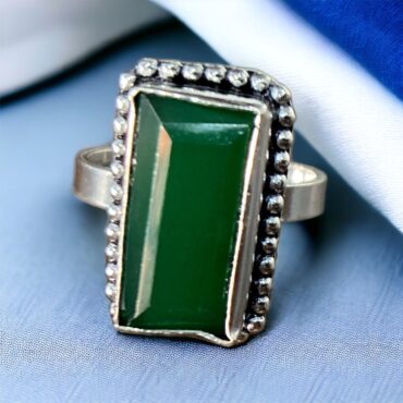 Green Stone Silver Ring For Women's | 925 Ruby Silver Ring | Silveradda