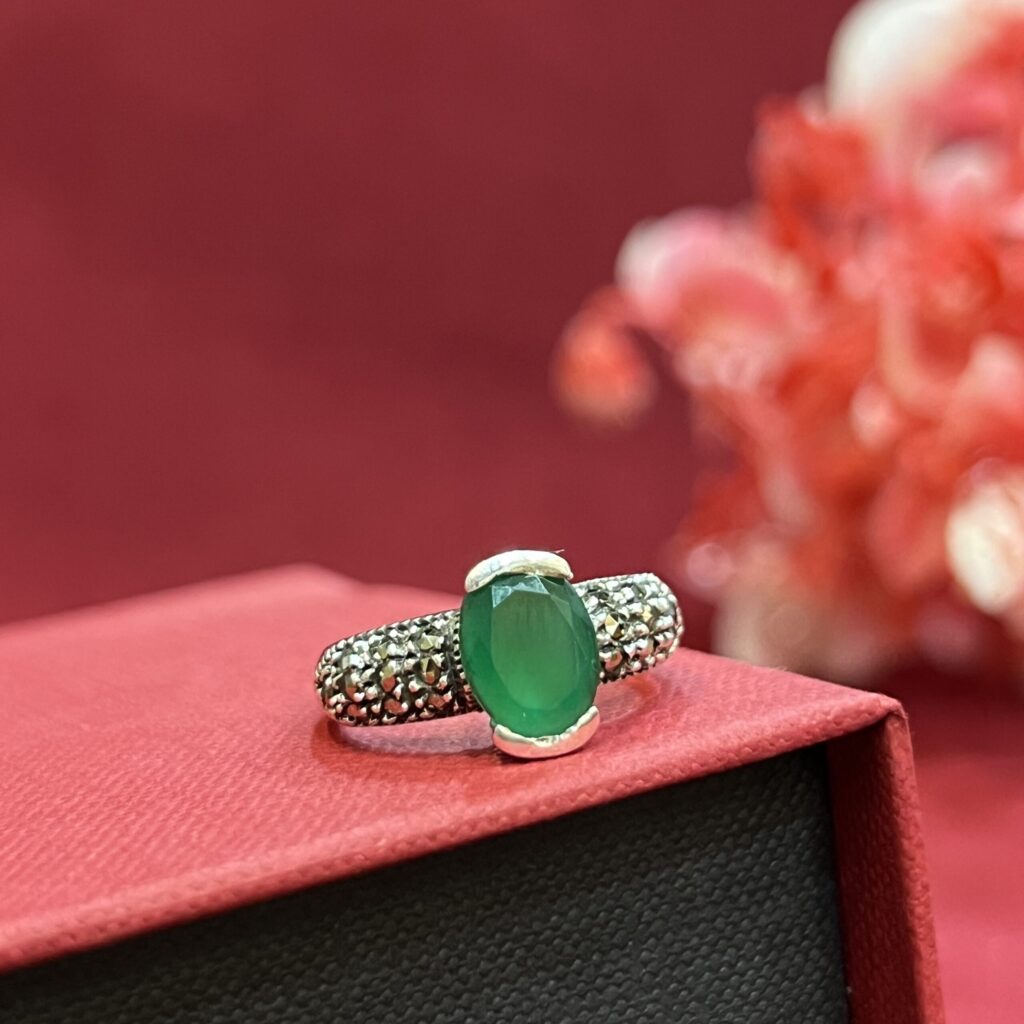 Green Stone Solitaire Ring