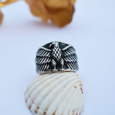 Men's Silver Ring | Front Face Looking Eagle Design Ring