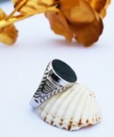 Men’s Silver Ring | Oval Shape Plane Black Plate Design Ring