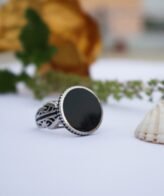 Men’s Silver Ring | Oval Shape Solid Black Stone Design Ring