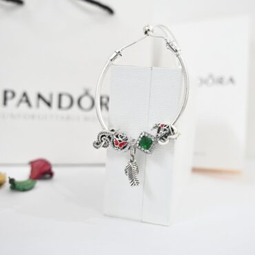 Silver Pandora Bracelet For Girls With Love and Music Charms