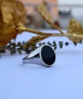 Silver Ring For Men's | Oval Shape Black Plate Design Ring