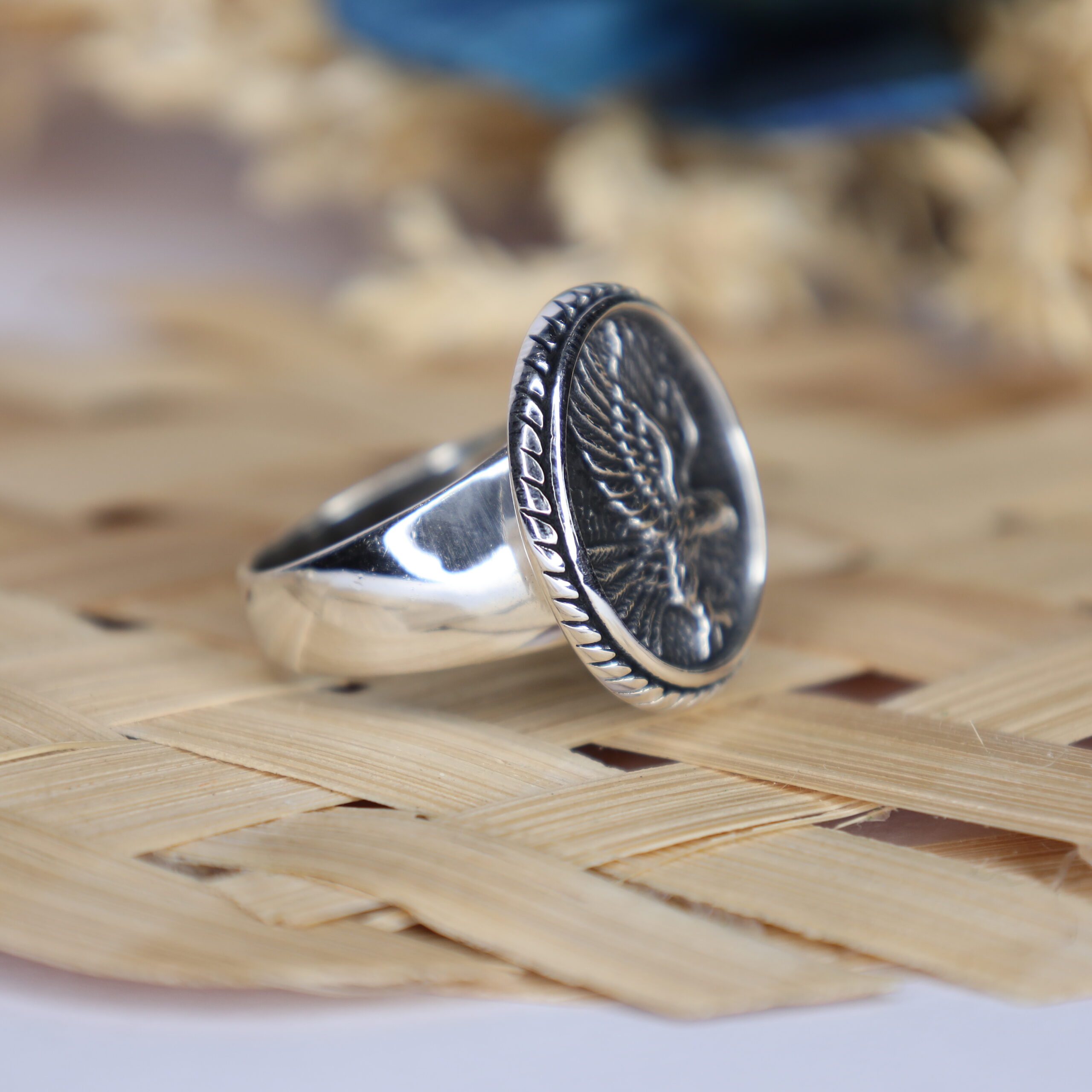 Handmade 925 Sterling Silver Men's Ring Design for Men Gift for Him, Round  Blue Tiger Eye Stone Ring, Motif Ring - Etsy Denmark