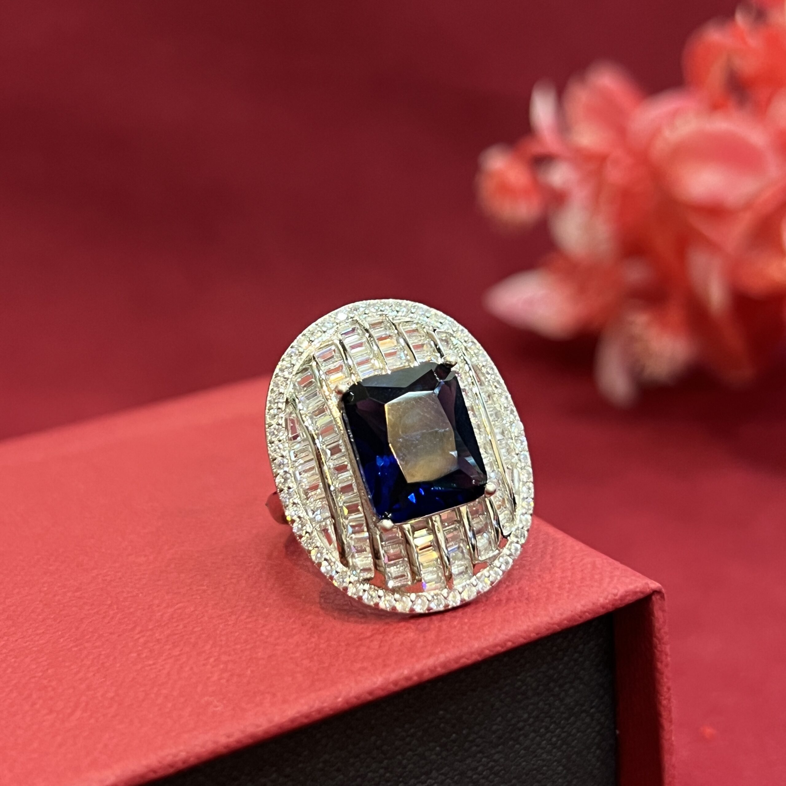 Three Stone Designer Engagement Ring - PureGemsJewels
