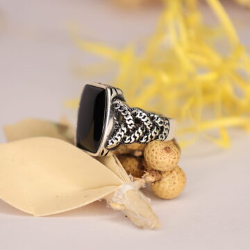 Sarah Black Stone Finger Ring for Men - Silver : Amazon.in: Jewellery